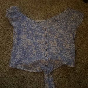 light blue and white american eagle blouse top